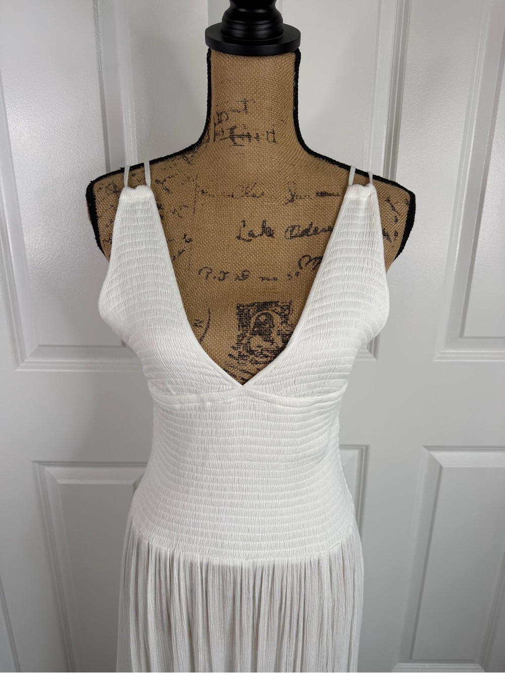 Free People White Smocked Maxi Dress Beach Boho Sz M NWOT - Picture 5 of 13